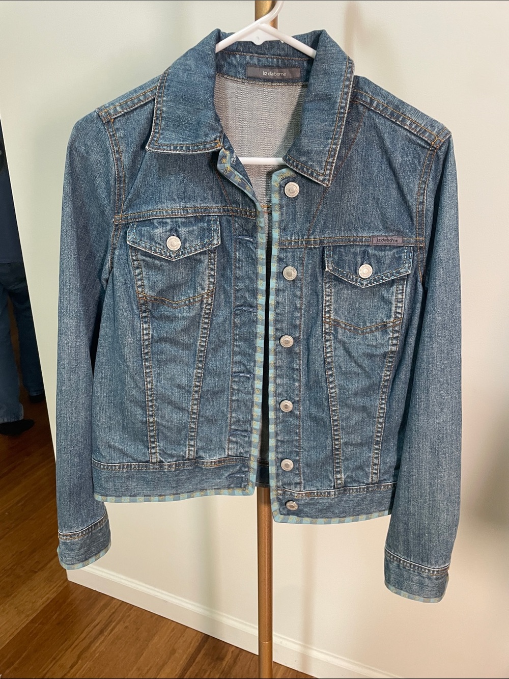 Liz Claiborne Blue Denim Jean Jacket, custom up cycled